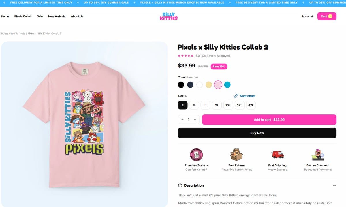 Pixels x Silly Kitties Summer Sale