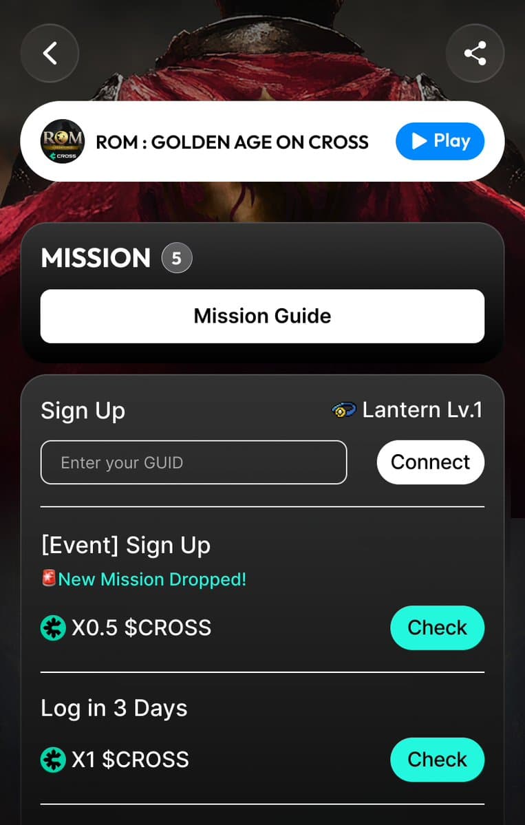 Sign Up Mission Reward Boost