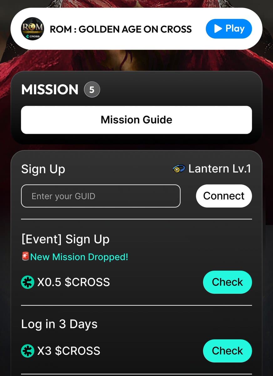 Sign Up Mission Reward Boost