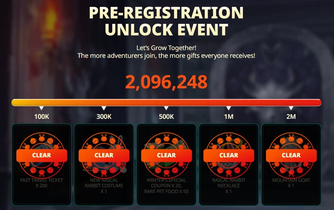 Pre-registration Milestone Rewards
