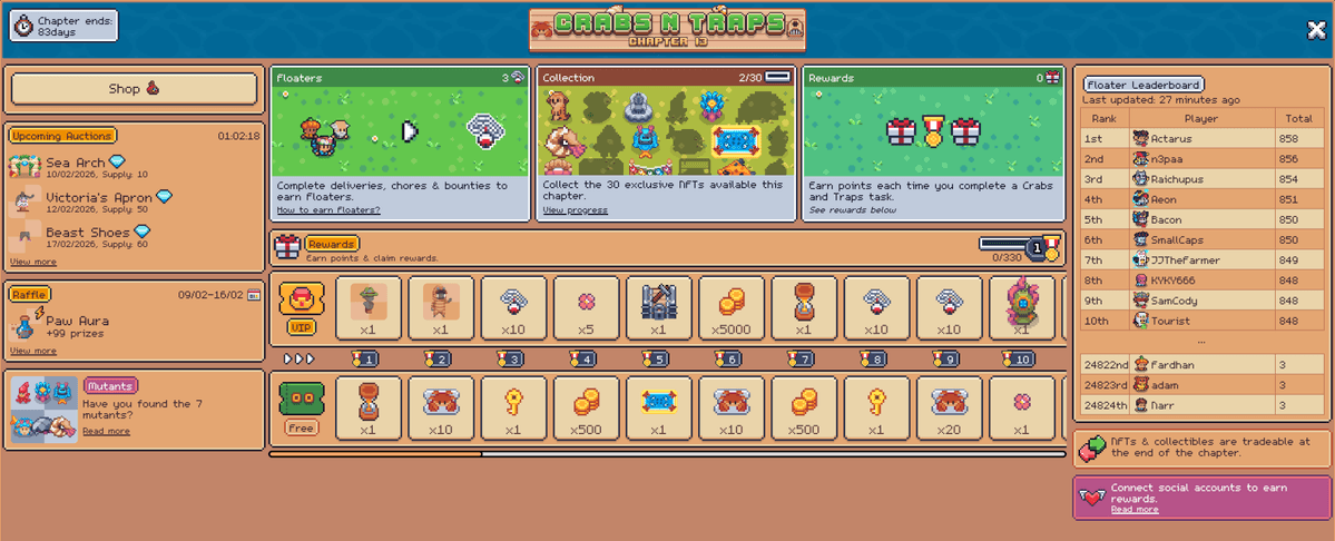 Crabs and Traps Chapter Dashboard Release