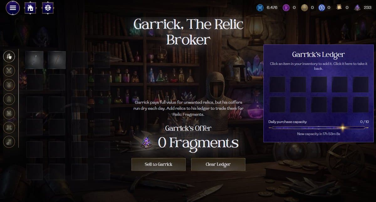 Garrick, The Relic Broker